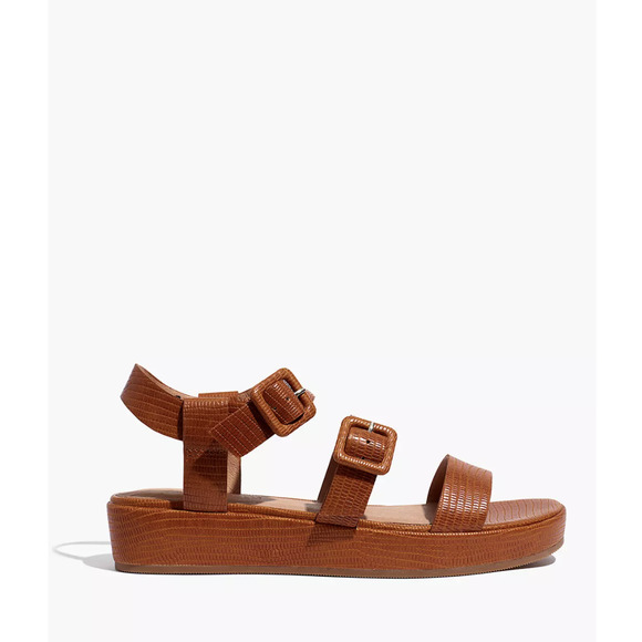 SOLD Madewell The Robin Platform Sandal in Lizard Embossed Leather - Picture 6 of 11